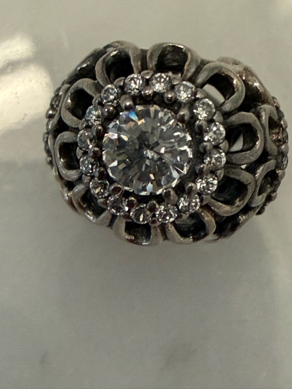 Pandora Floral Brilliance Charm. Sterling Silver & CZ - Picture 4 of 7